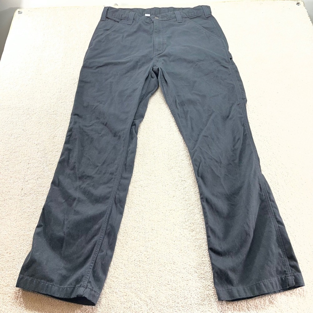 Carhartt Carpenter Pants Mens 36x32 Black B324-BLK Cotton Canvas Work Trousers